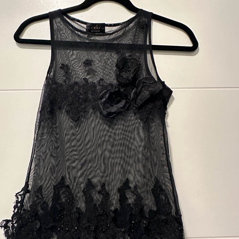 Elegant Black Sheer Lace Tank Top